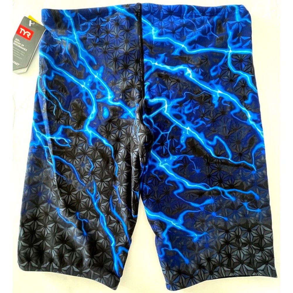 TYR Durafast Lite ILLUME Allover Jammer Men Swim Black Blue Size 32 - $54 - Picture 2 of 7